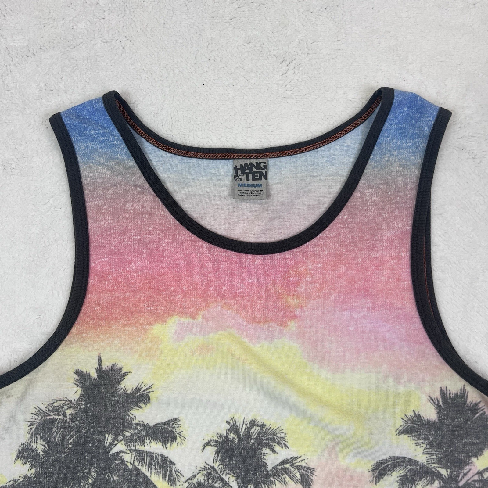 Hang Ten Tank Top Men's Size Medium Palm Sunset Casual Vacation Tee gallery