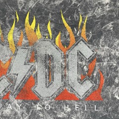 AC/DC Summer Crop Top Highway To Hell Tie Die Gray Shirt Medium Rock N Roll Tour