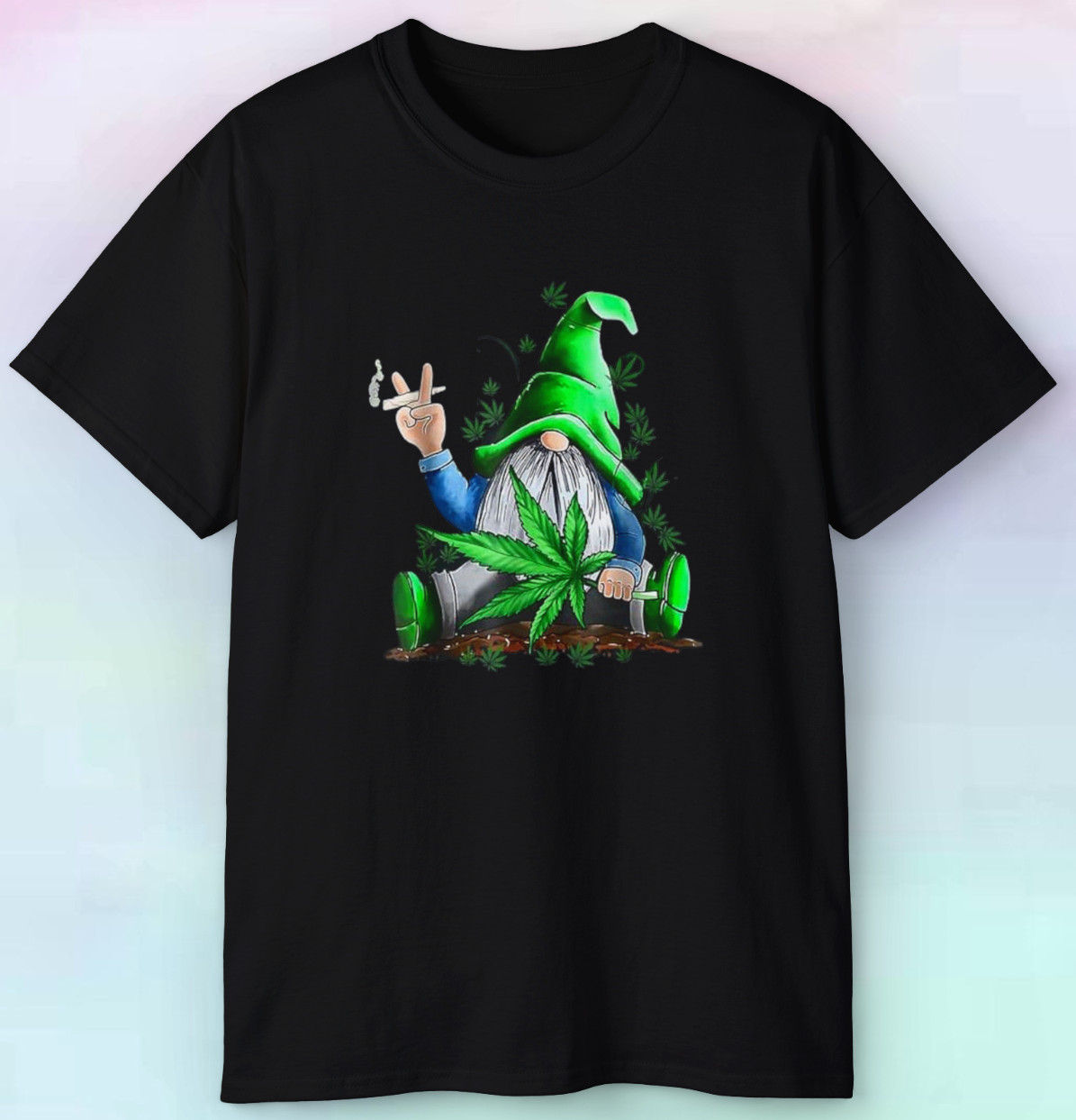 Weed Smoking Gnome Shirt Funny Marijuana Garden Gnome S-5XL