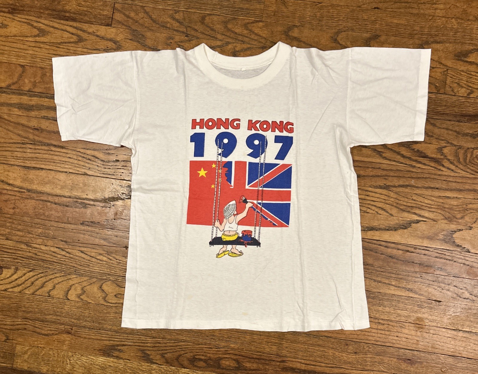 Vintage Hong Kong Size Small 90s Independence China Flag Shirt 1997 gallery