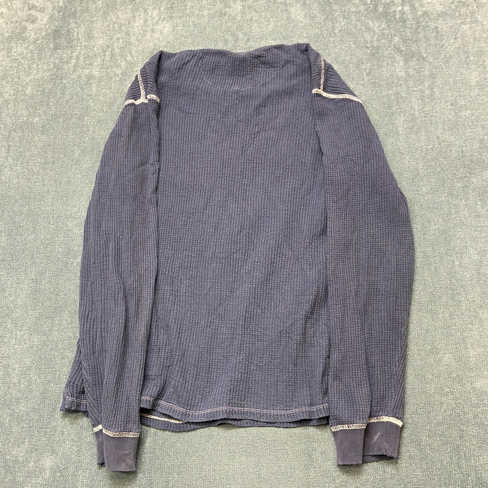 Vans Shirt Mens Medium Navy Blue Waffle-Knit Long Sleeve Round Neck Thermal Tee gallery