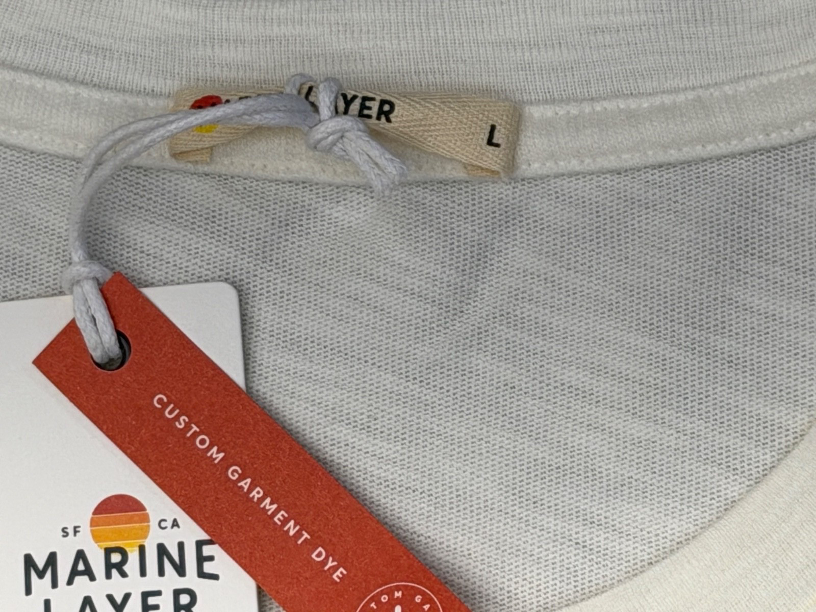 Marine Layer Long Sleeve Henley Shirt Ivory 100% Cotton Custom Dye Mens L NEW gallery