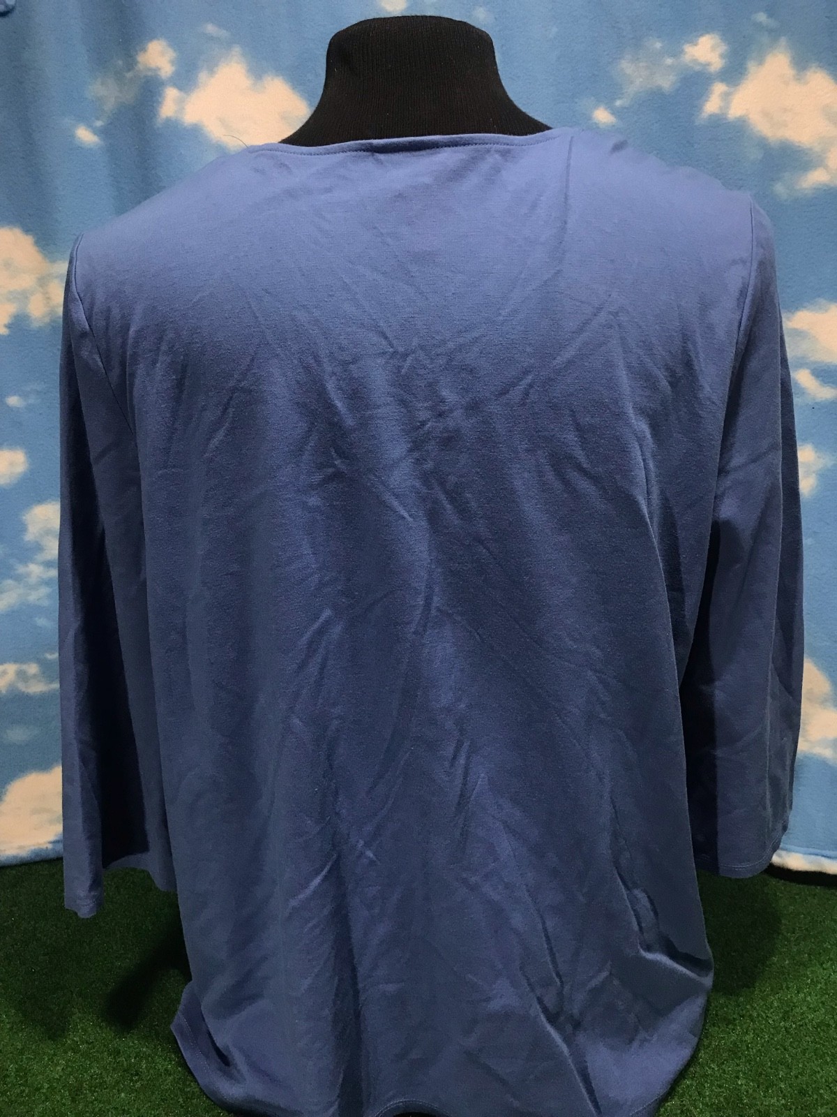 Chicos Clico’s Shirt Sweater 3/4 Length Sleeve Womens Ladies Blue 3 V-Neck C44 gallery