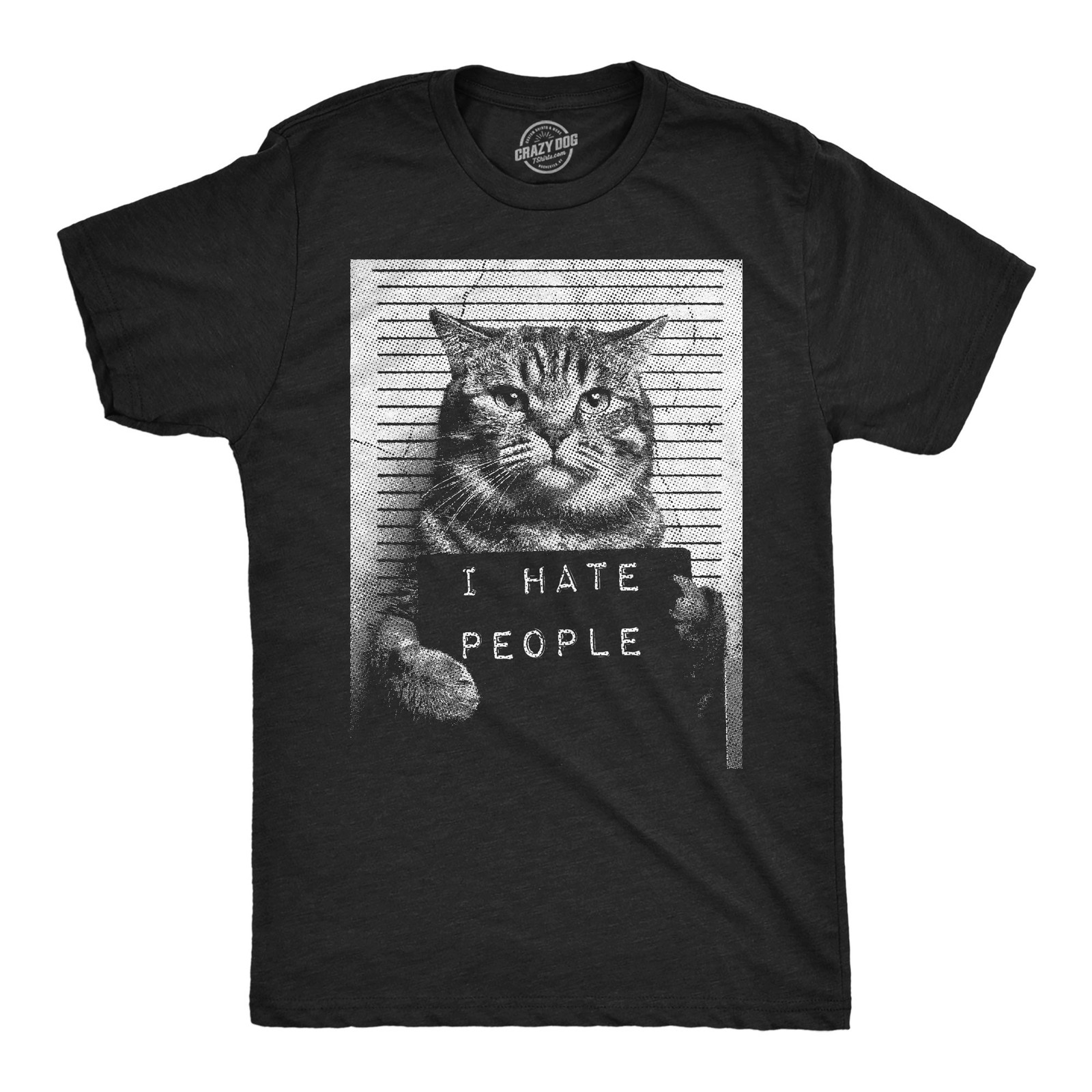 Mens Funny T Shirts I Hate People Cat Mugshot Sarcastic Graphic Novelty Tee For gallery