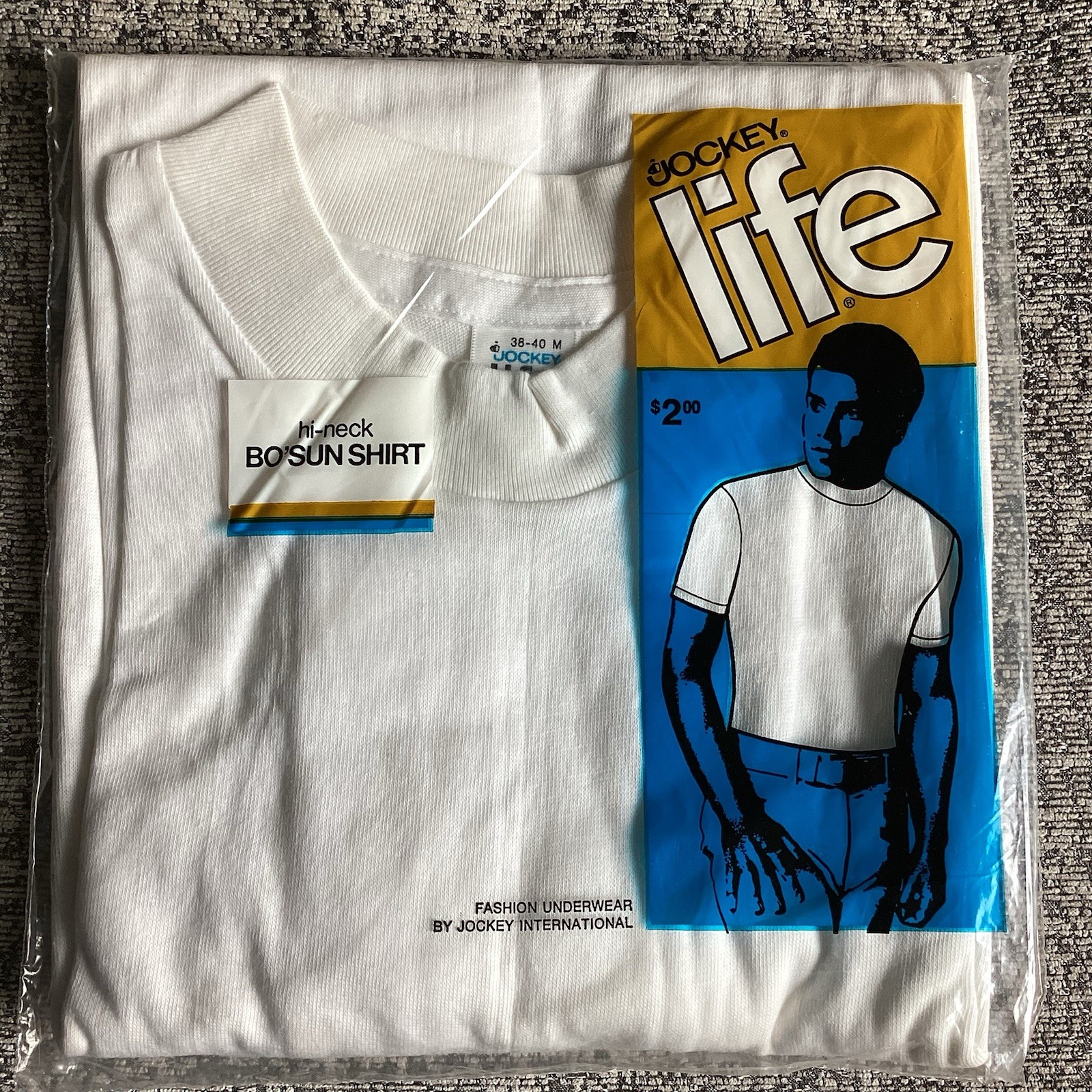 Vtg 1972 Jockey Life Bosun High Neck T-Shirt NOS Deadstock 70s Blank White Tee gallery