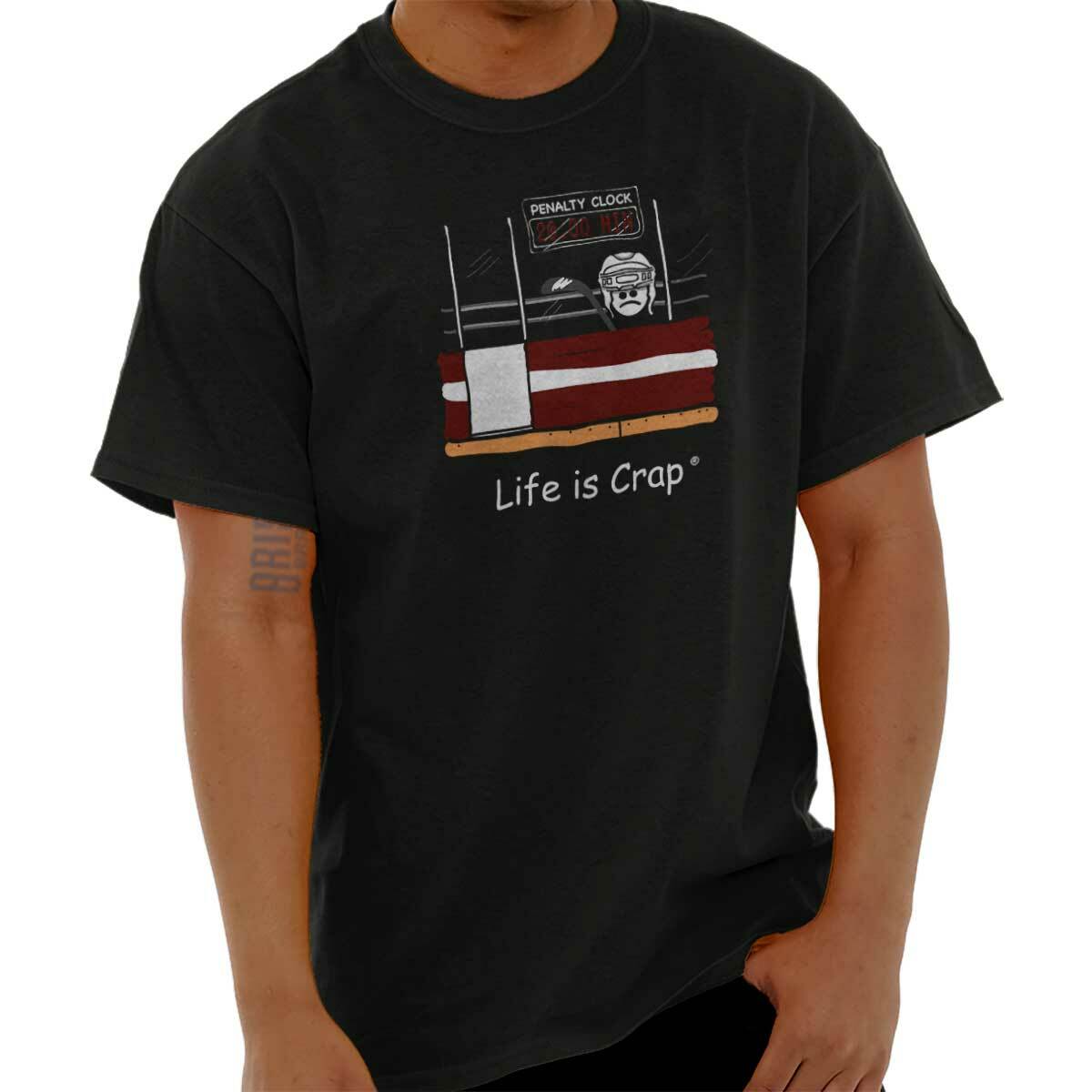 Life is Crap Hockey Penalty Box Sports Gift Mens Short Sleeve Crewneck Tee gallery