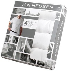 Van Heusen® Men’s 4 Pack Soft Cotton Tag Free CLASSIC V- Neck TEES