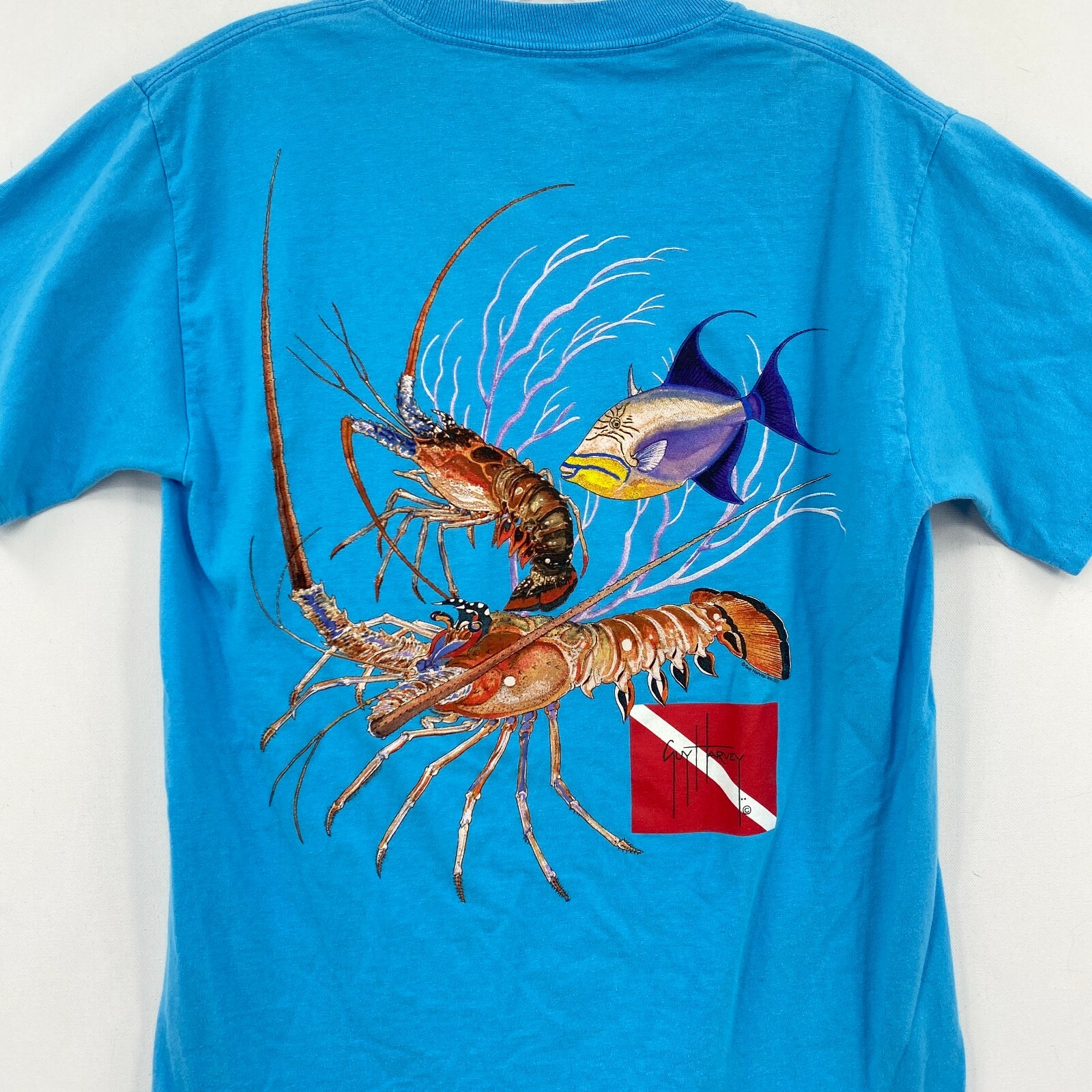 Aftco Guy Harvey T-Shirt Mens Small Blue Big Graphic Crawdad Short Sleeve gallery