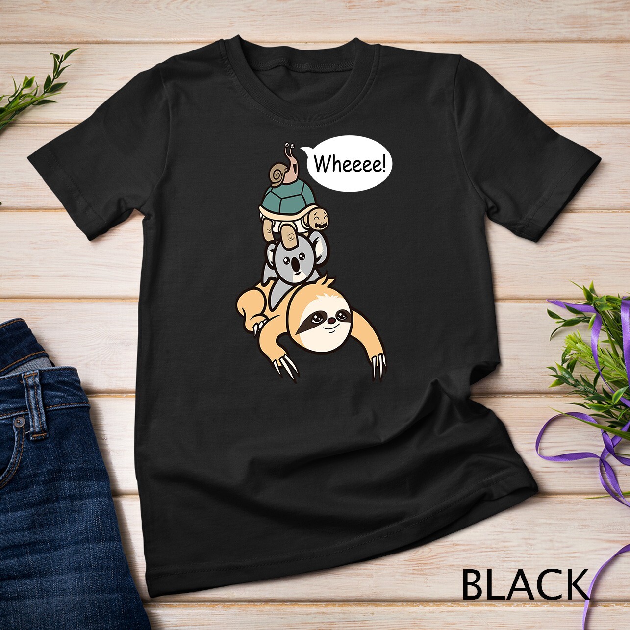 Funny Slow Moving Sloth Turtle Koala Snail Family Race Unisex T-shirt