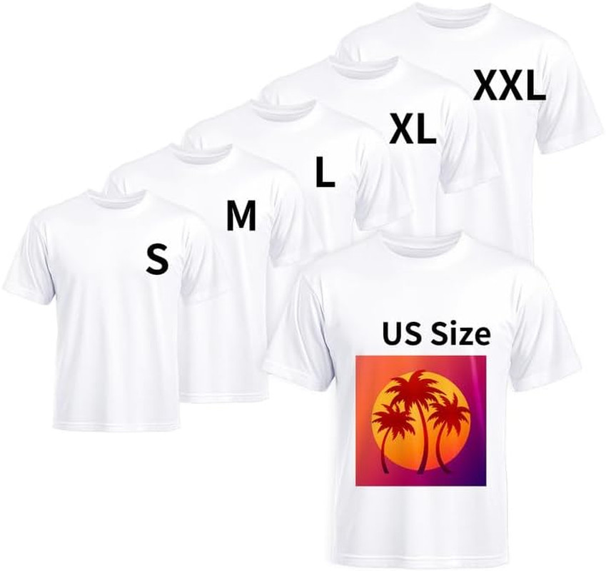 5 PCS Unisex Sublimation Blanks Bulk Polyester T Shirts for Sublimation Crew Nec