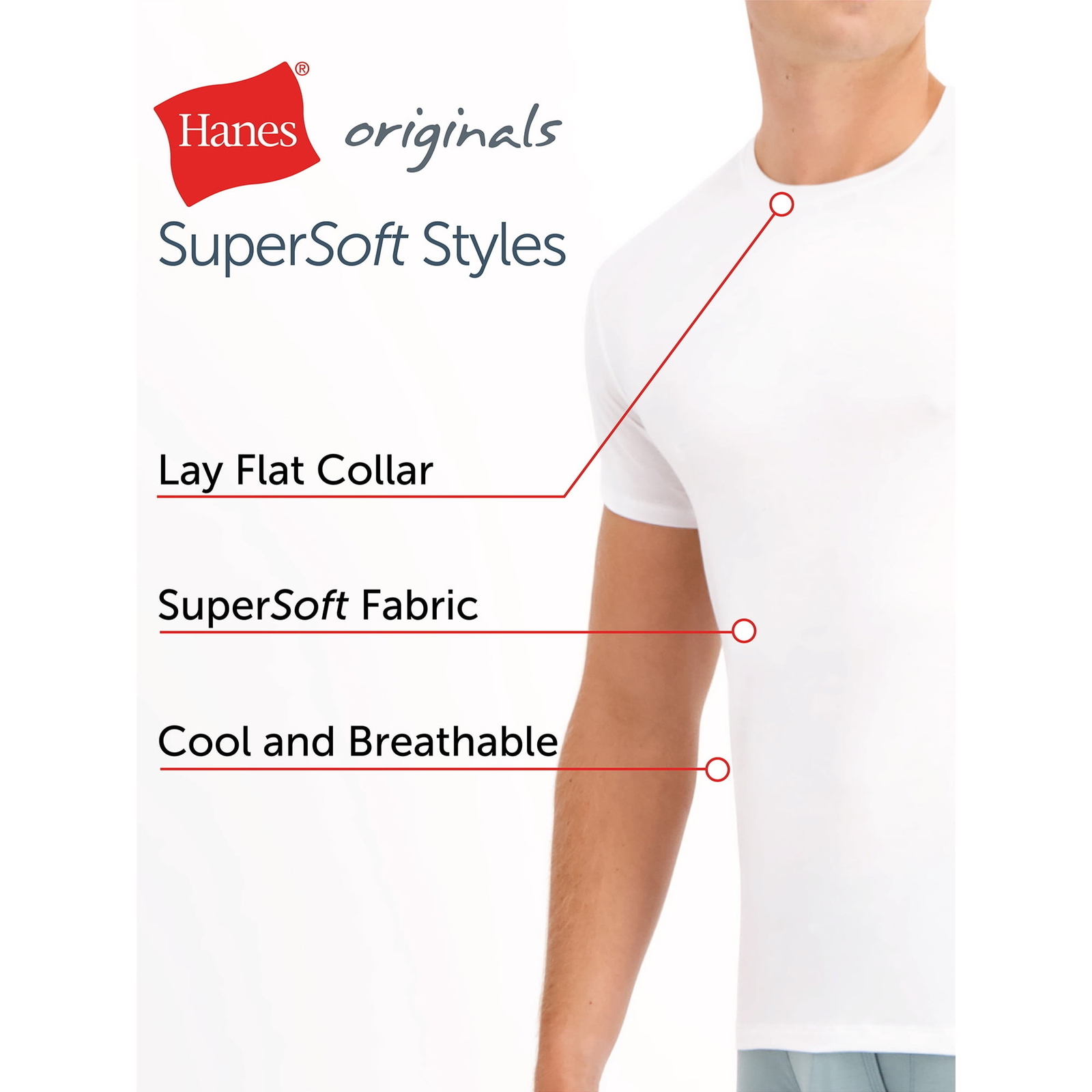 Hanes Men’s Stretch Crewneck Super Soft T-Shirts Moisture-Wicking, 3-Pack: M-2XL gallery