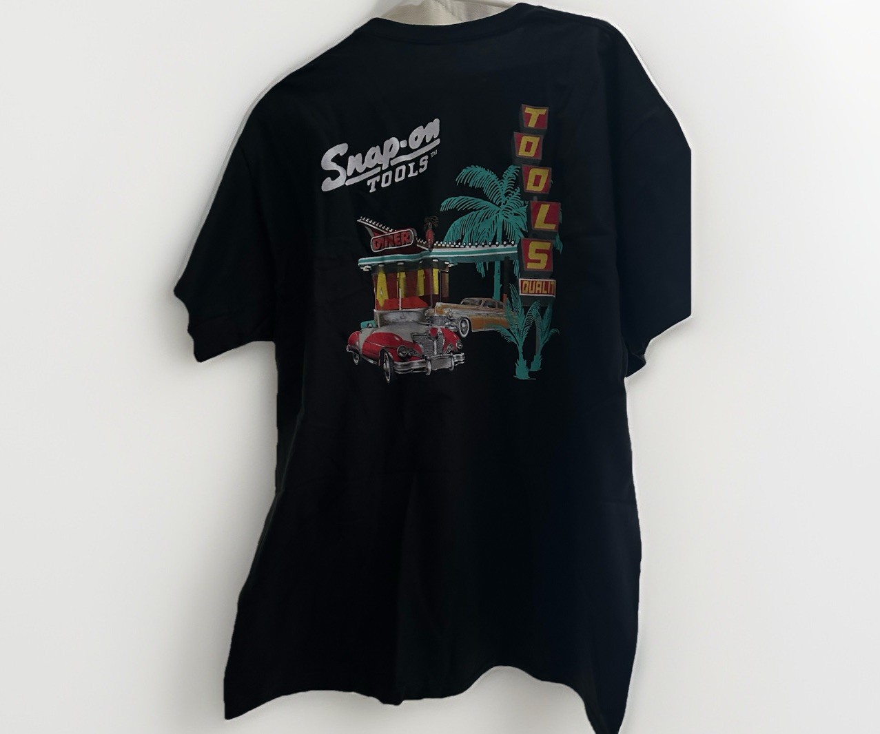 NWT Snap On Tools Black T-Shirt Size XL 50s Classic Car & Palm Tree Graphic 🌴 gallery