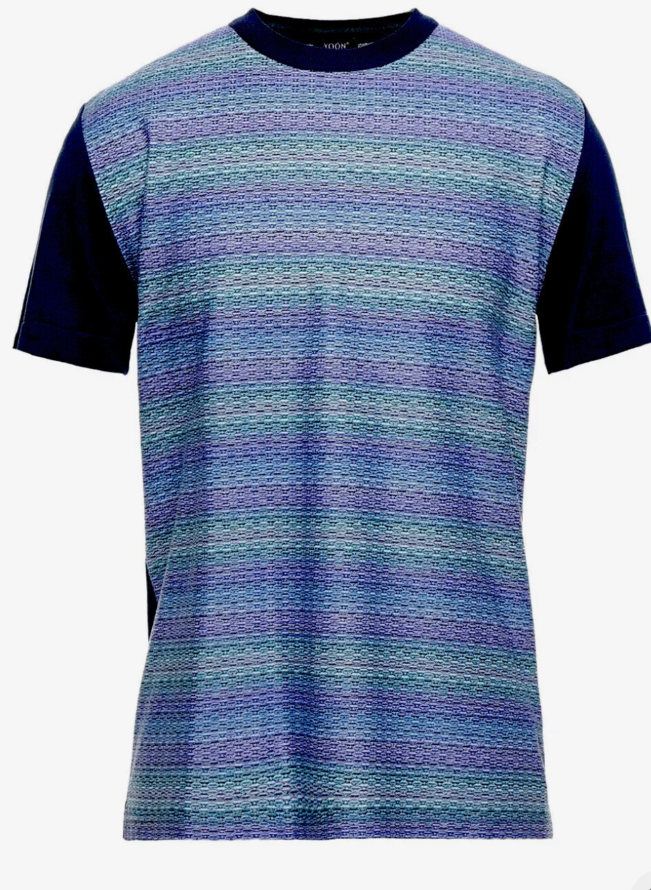 Yoon Blue Purple Striped Italy Men’s T-Shirt Size Us 46 EU 56