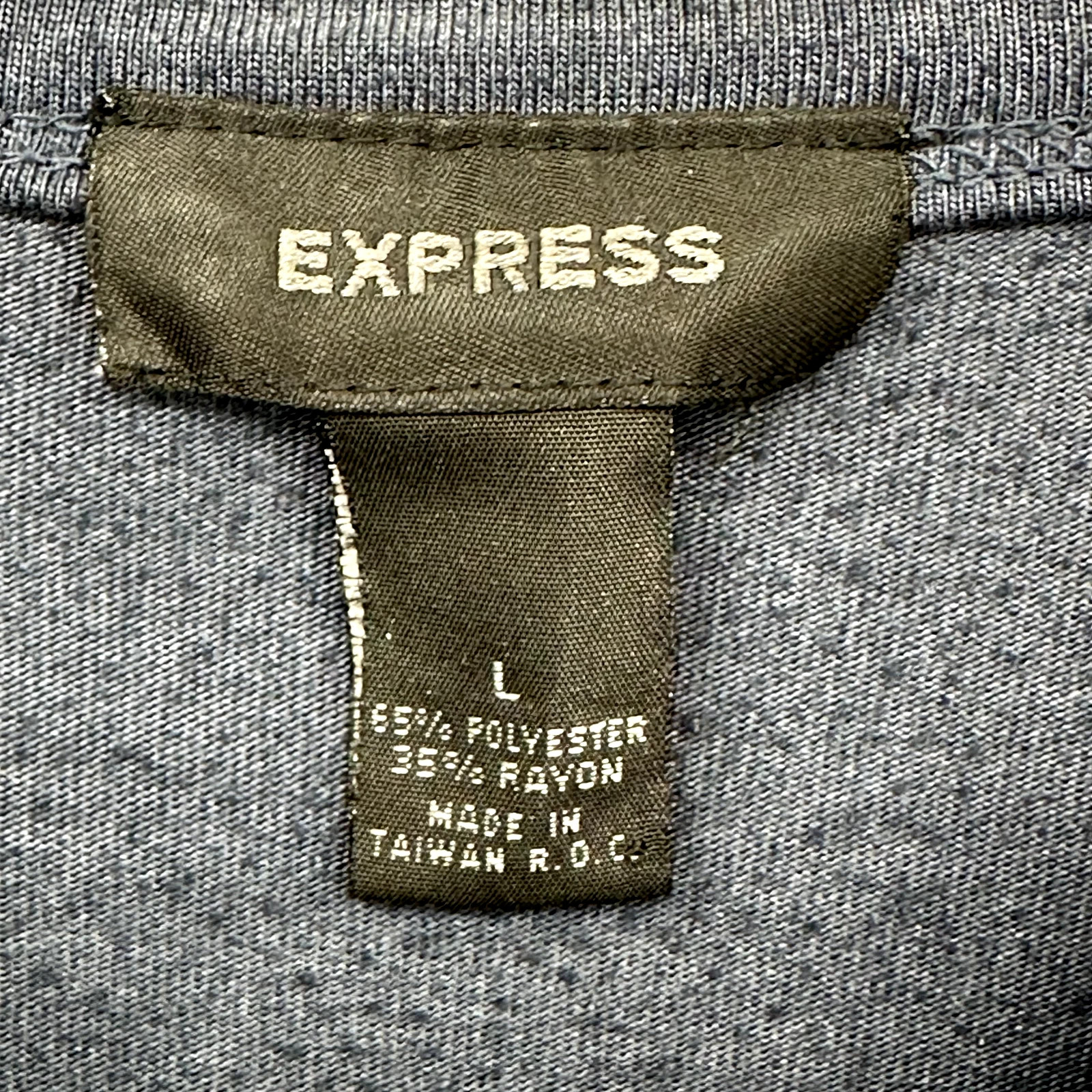 Express Mens Long Sleeve Crew Neck T Shirt Size Large Polyester Rayon gallery