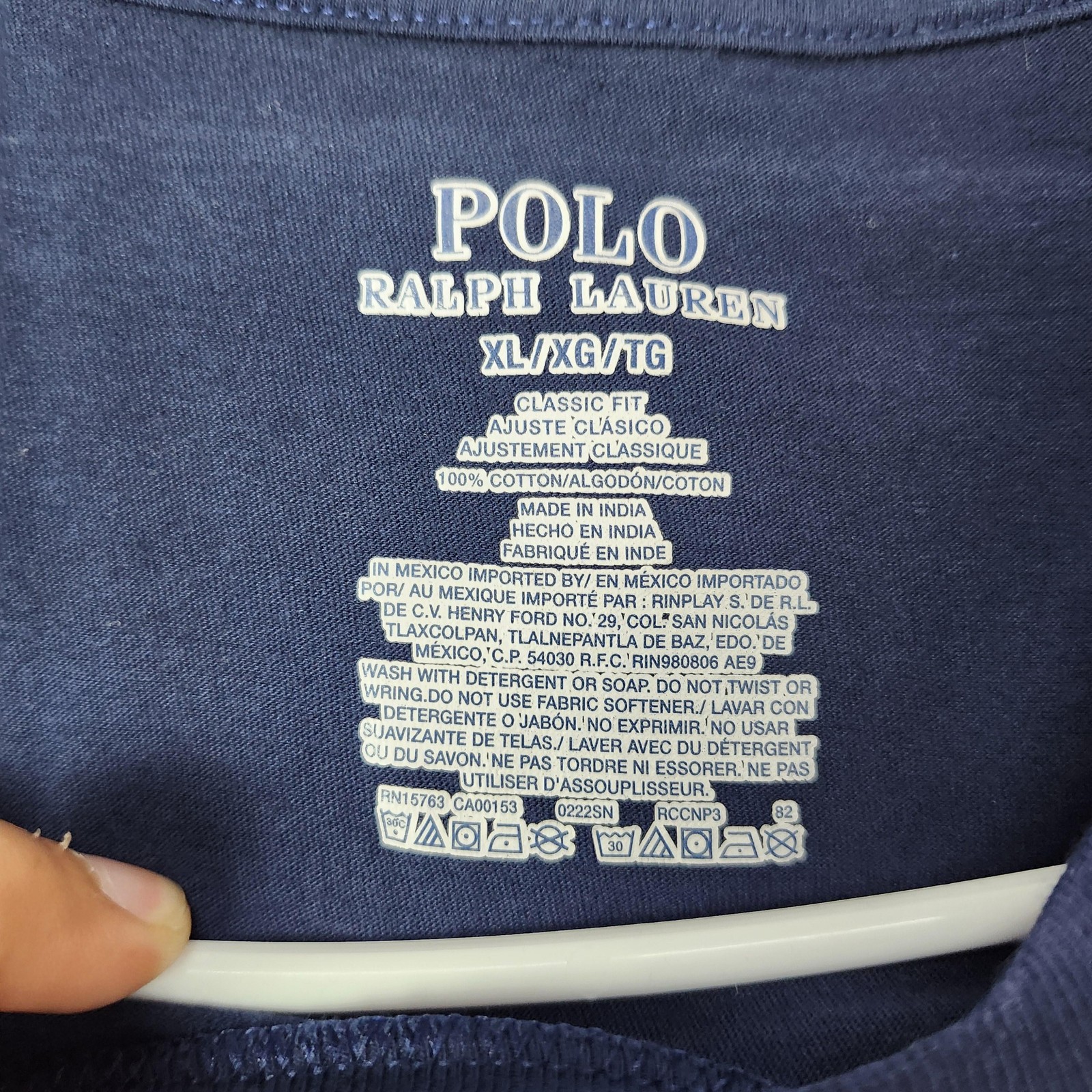 Polo Ralph Lauren Shirt Mens XL Navy Blue Classic Fit Pony Logo Crewneck Cotton gallery