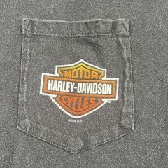 Vintage Harley-Davidson Flames Long Sleeve T-Shirt Sz XL Black Distressed Fader