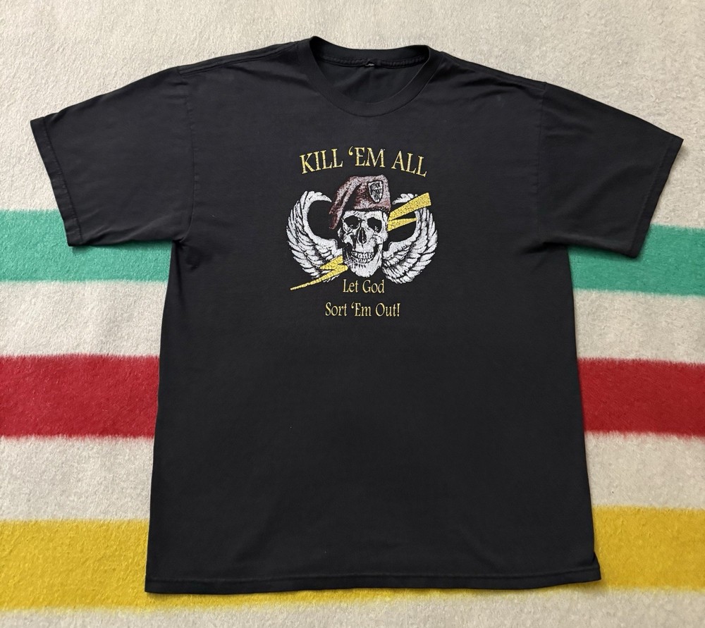 Vintage 80s Paper Thin Kill Em All Let GOD Sort Em Out Lil Wayne Shirt Small S