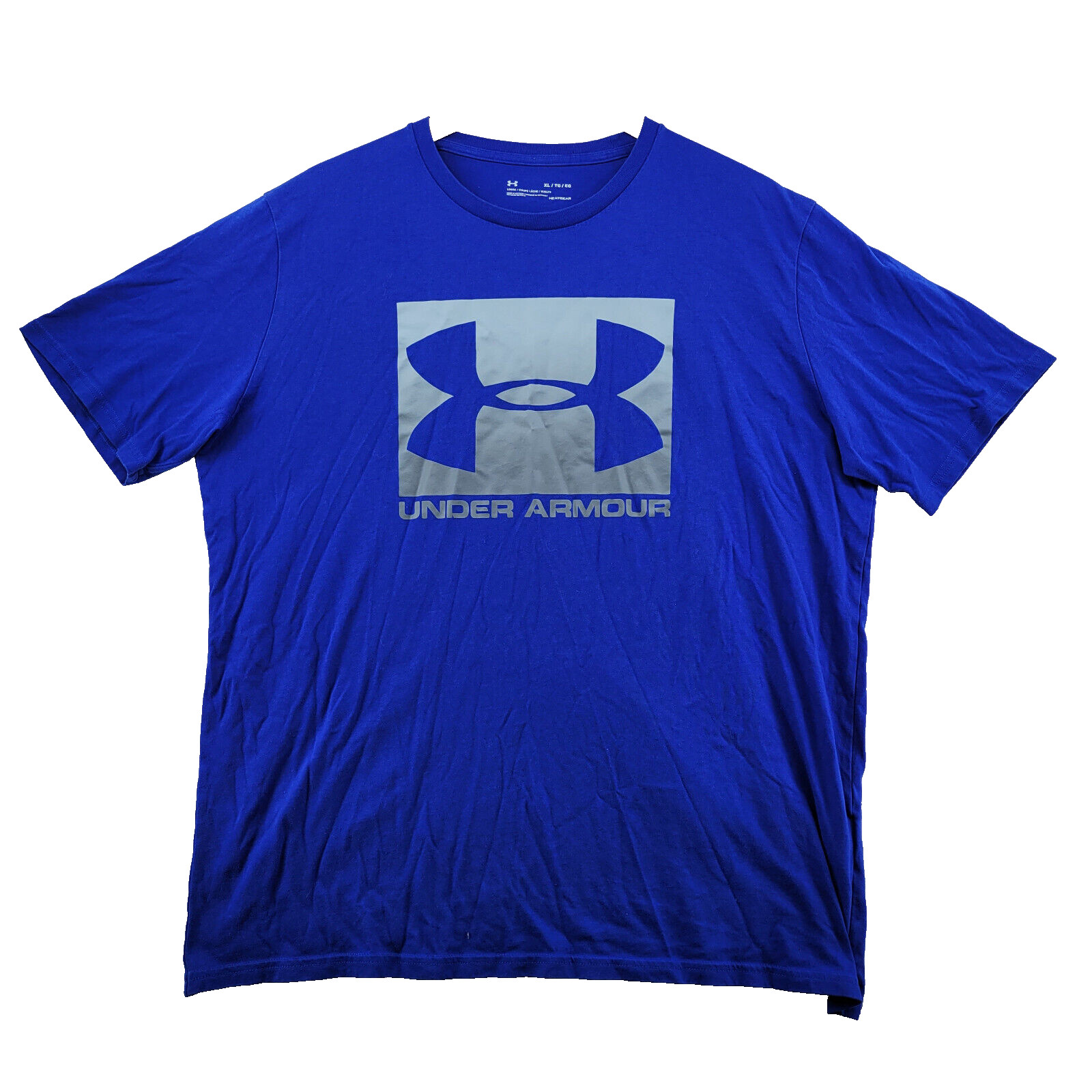 Under Armour Heatgear Loose Fit Men's Size XL Solid Blue Logo Crew-Neck T-Shirt gallery
