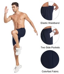Kinglaman 5 Pack Mens Athletic Gym Workout Large, 3 Black 1 Blue 1 Gray
