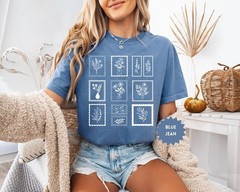 Comfort Tee Whimsical Flower Postage Stamp Shirt Comfort