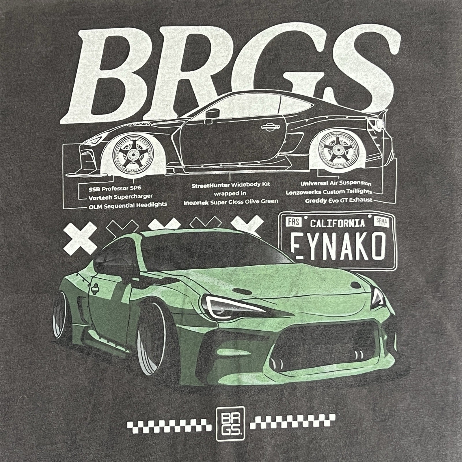 Subaru BRZ Shirt XL Blk Street Toyota GR86 Race Drift Subie BRGS California 3204