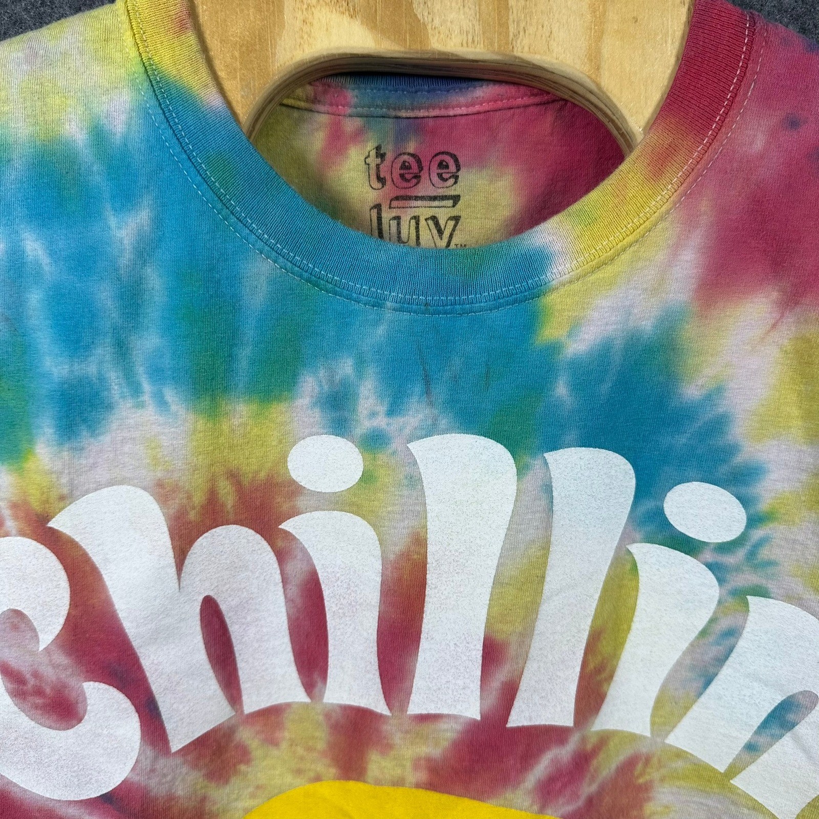 Tee Luv Mens Chillin Smiley Face Sun Tie Dye Graphic T-Shirt XL Multicolor gallery