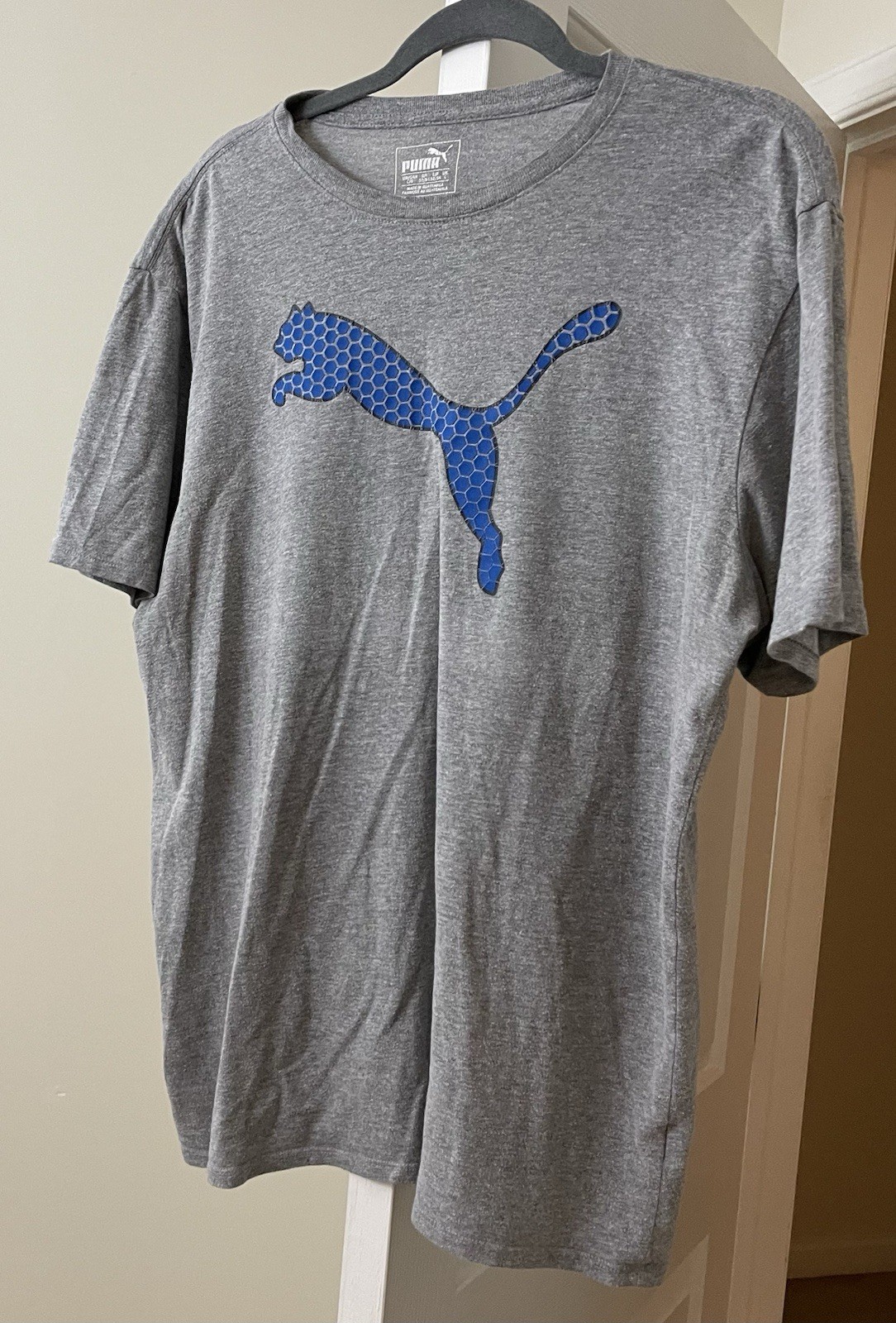 Puma T-Shirt Gray Logo Graphic Short Sleeve Pullover Athletic Gym Men's Large gallery