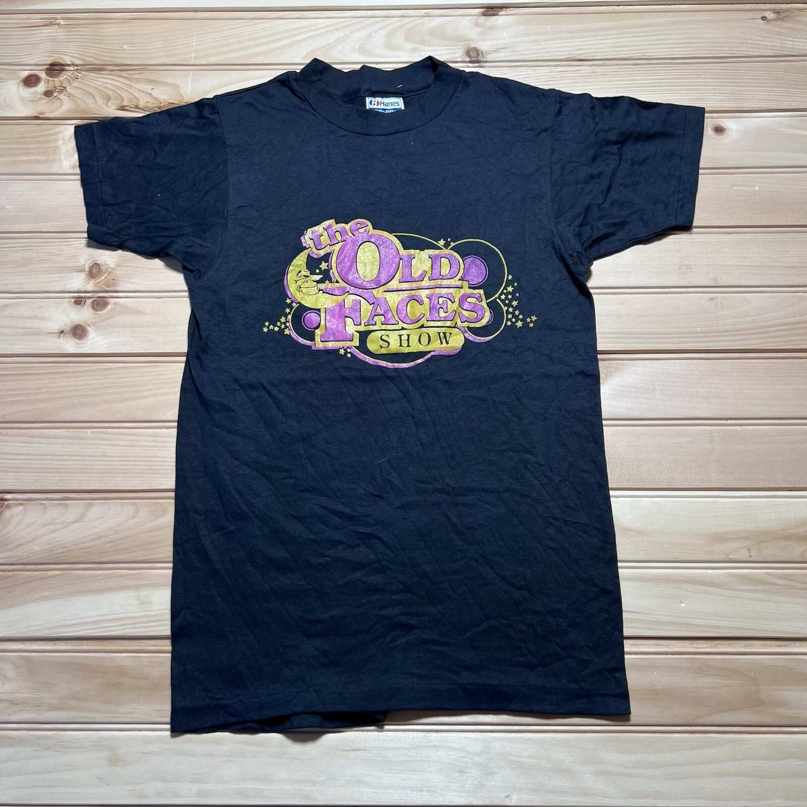 Vintage 80s 90s The Old Faces Show Tv Promo Art Moon Shirt Size Small gallery