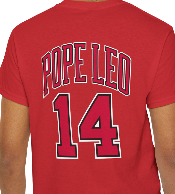 Pope Leo XIV of Chicago Sport Jersey Number 14 Red Print T-Shirt