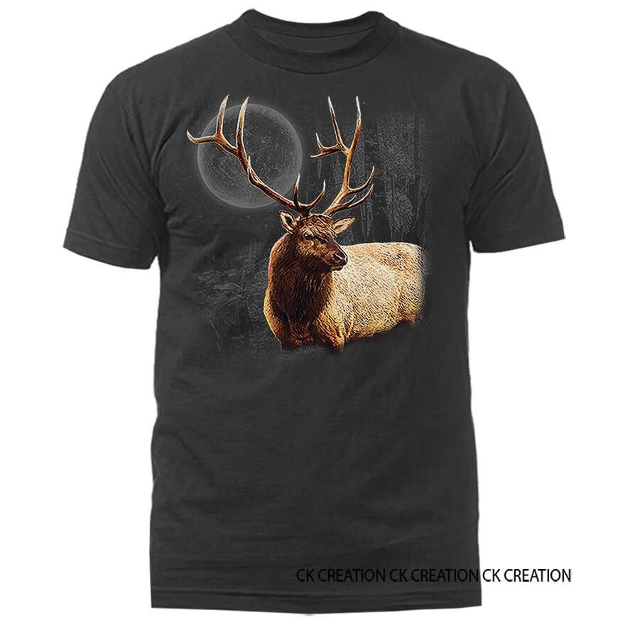 Elk Wilderness Outdoor Nature Wildlife Moon Animals T-shirt gallery