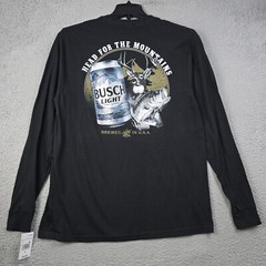 BUSCH LIGHT BEER Shirt MENS Medium M BLACK FISHING Hunting 90s LONG SLEEVE NWT