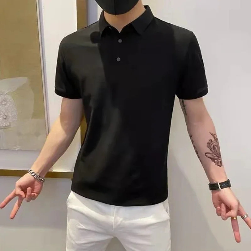 Yellow Black Skinny White Plain Mens with Collar T-shirt Red Short Quarter Sleev gallery