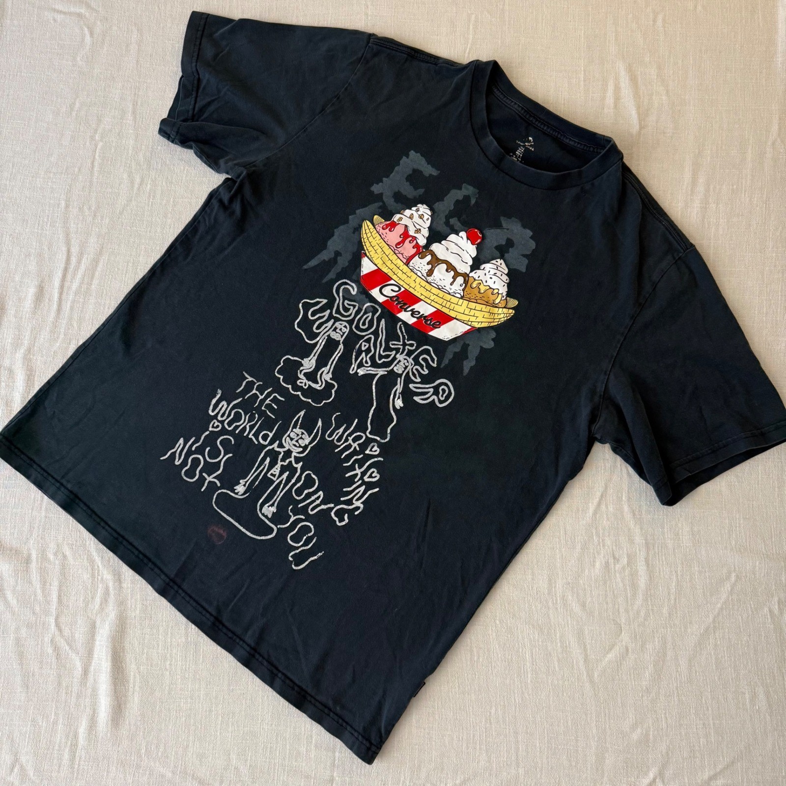 Converse Golf Wang Tyler The Creator Banana Split Black T-Shirt Mens Large gallery