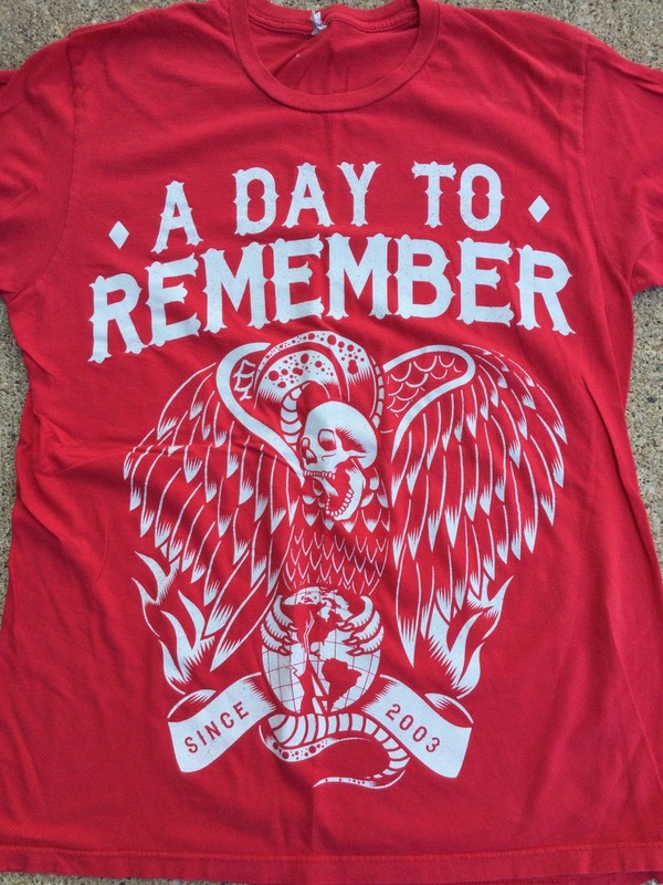 A Day To Remember Tshirt Eagle Snake Optima Men’s Size L Slim Fit Red/White gallery