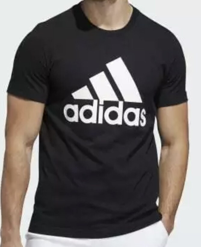 adidas Black T-Shirt Basic BOS Tee Men's Sz Large 3 Stripes Logo Athletic NWT gallery