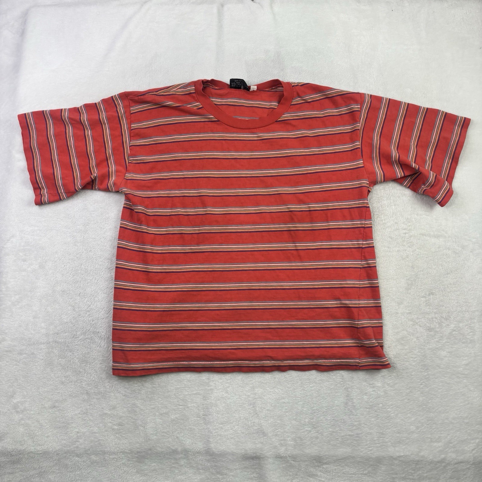 VTG 60s Clothes To You Red Striped Short Sleeve Single Stitch Shirt OSFA