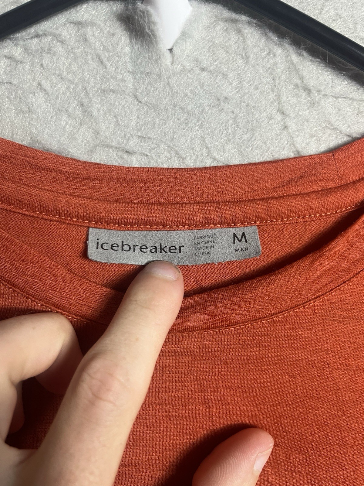 Icebreaker Merino Shirt Medium M Orange Crew Wool Nylon Outdoor Hiking Mens gallery