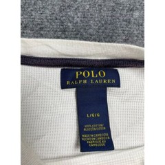 Men’s White Waffle Knit Ribbed Cuff Crew Neck Long Sleeve Thermal Shirt Size L
