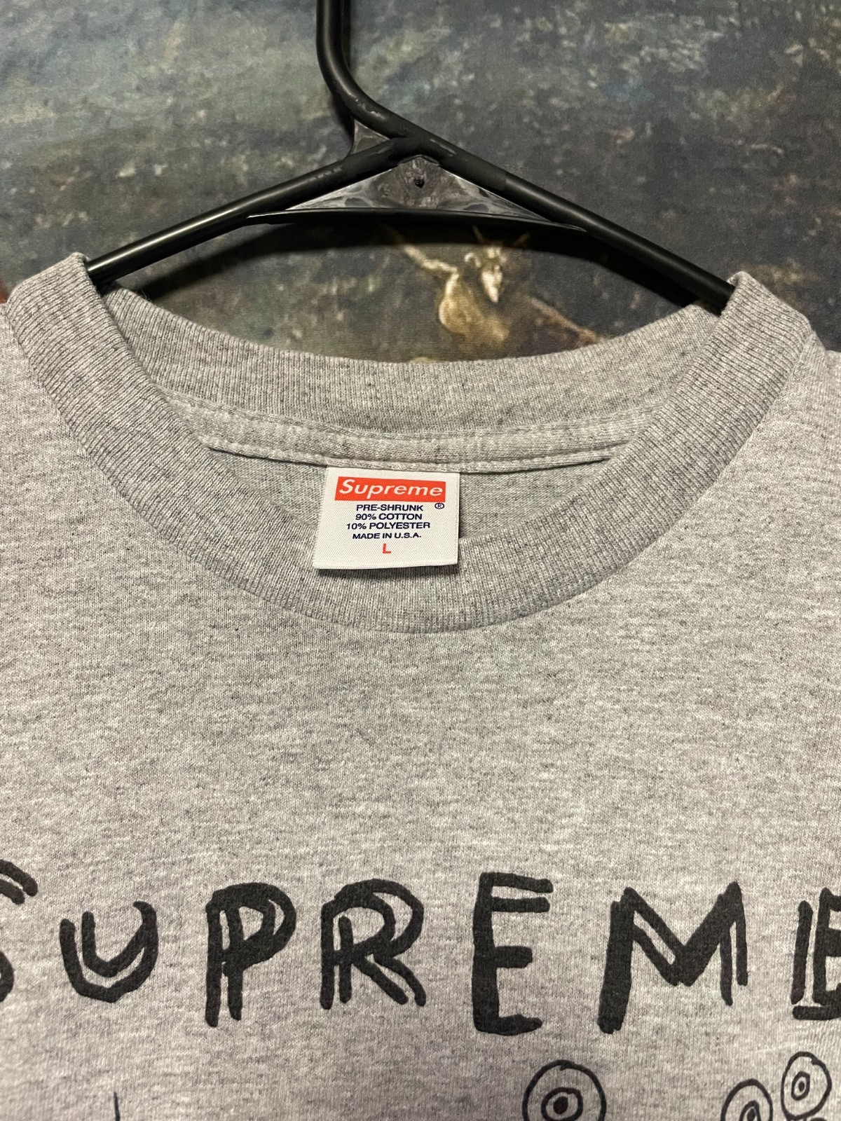 DANIEL JOHNSTON for SUPREME Eternal Fight Tee LARGE 2012 Gray Shirt SS12 RARE gallery