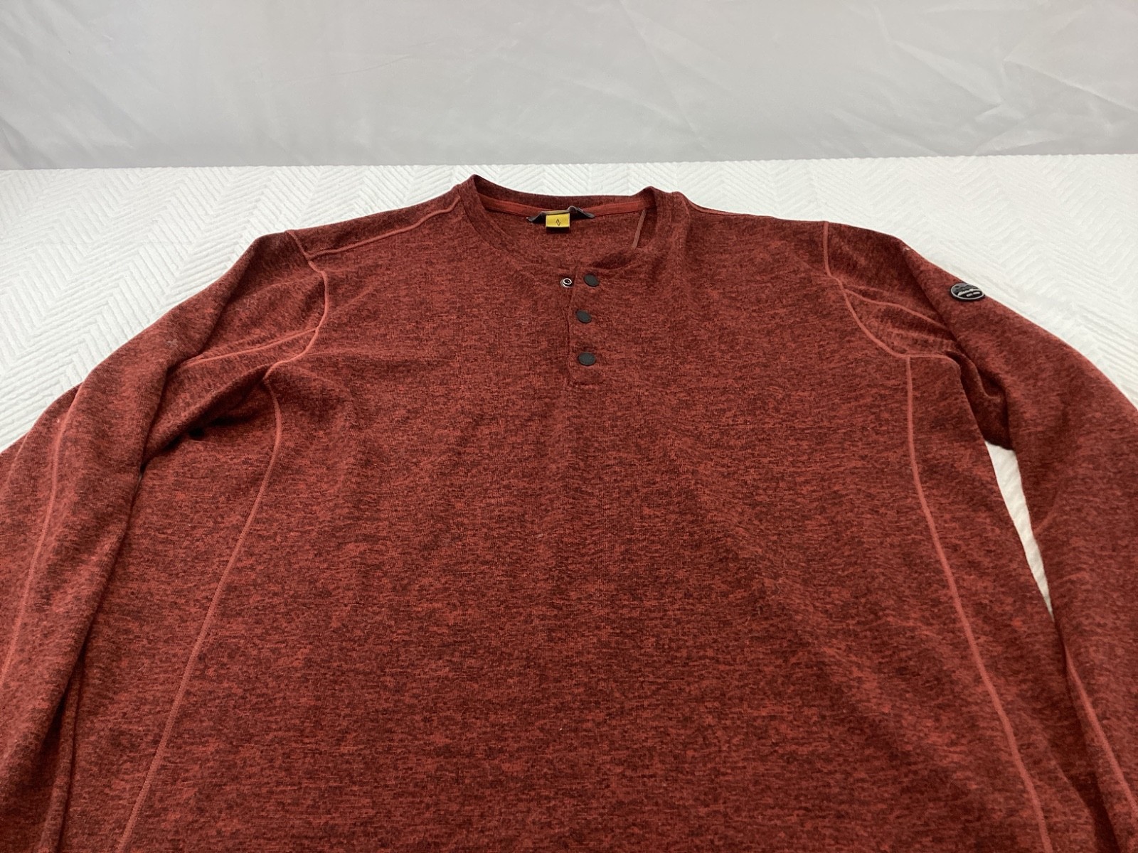 Eddie Bauer Henley Shirt Mens TL Maroon Travex 1/4 Snap