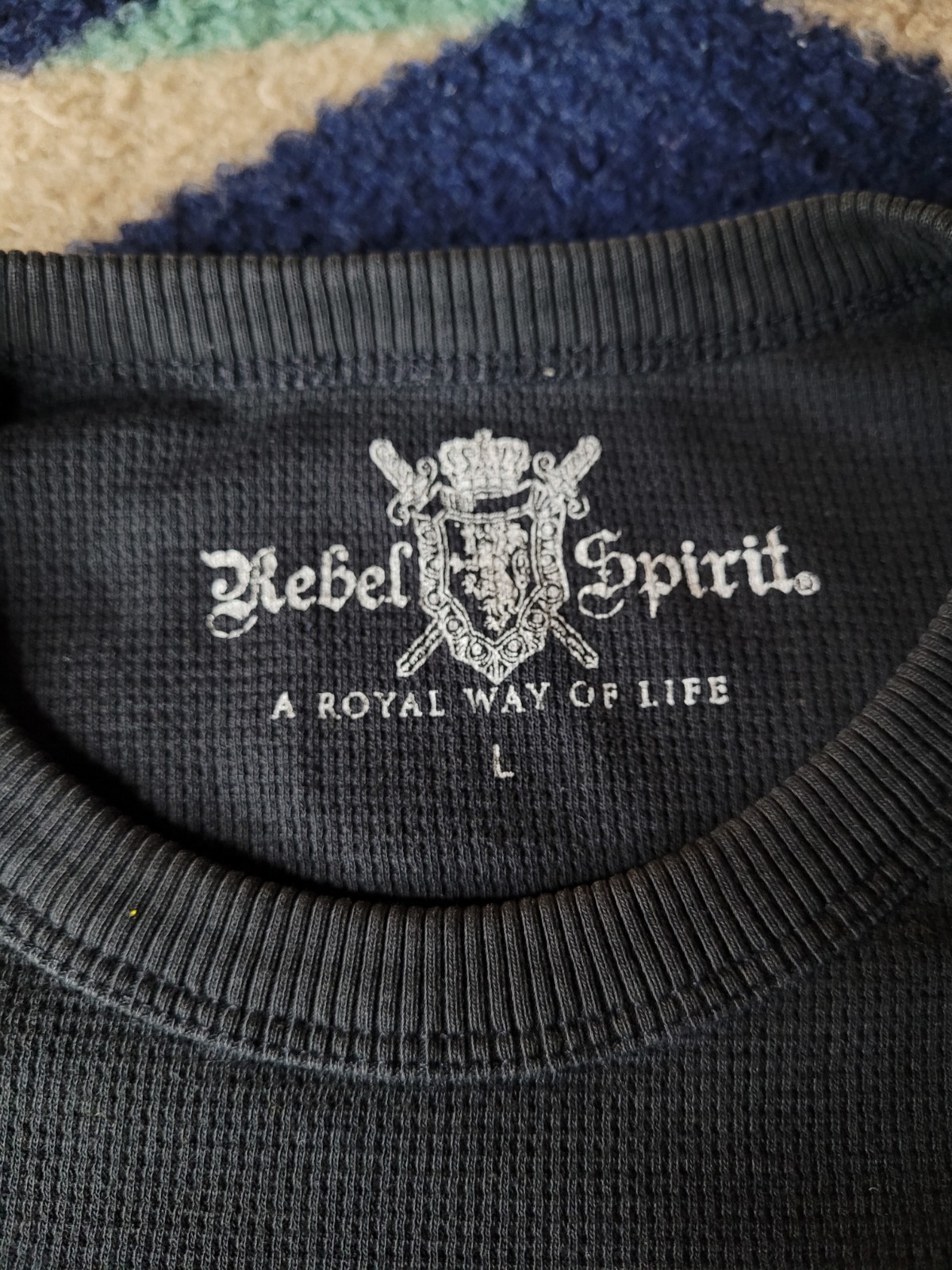 Rebel Spirit Thermal Long Sleeve Shirt Mens Large Black Skull Royalty Y2K Biker gallery