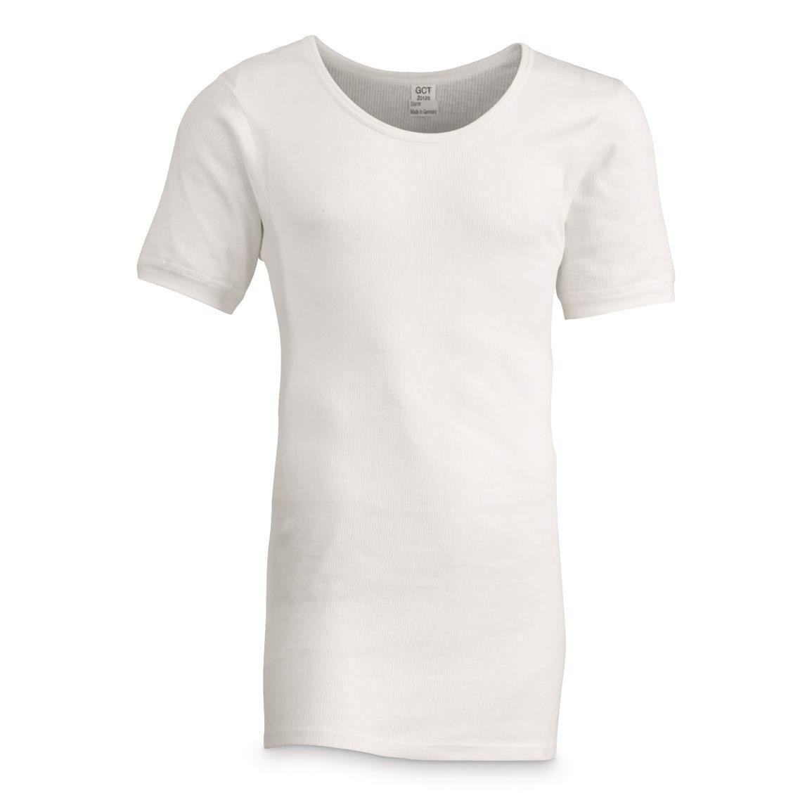 GERMAN MILITARY 100% COTTON WHITE T-SHIRT RIBBED KNIT NEW OLD STOCK MEDIUM - XL gallery