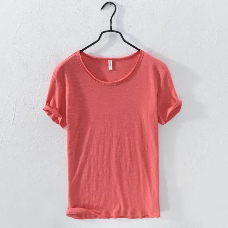 Mens Retro Raw Edge T-Shirt 100% Cotton Lightweight Breathable Slim-fit gallery