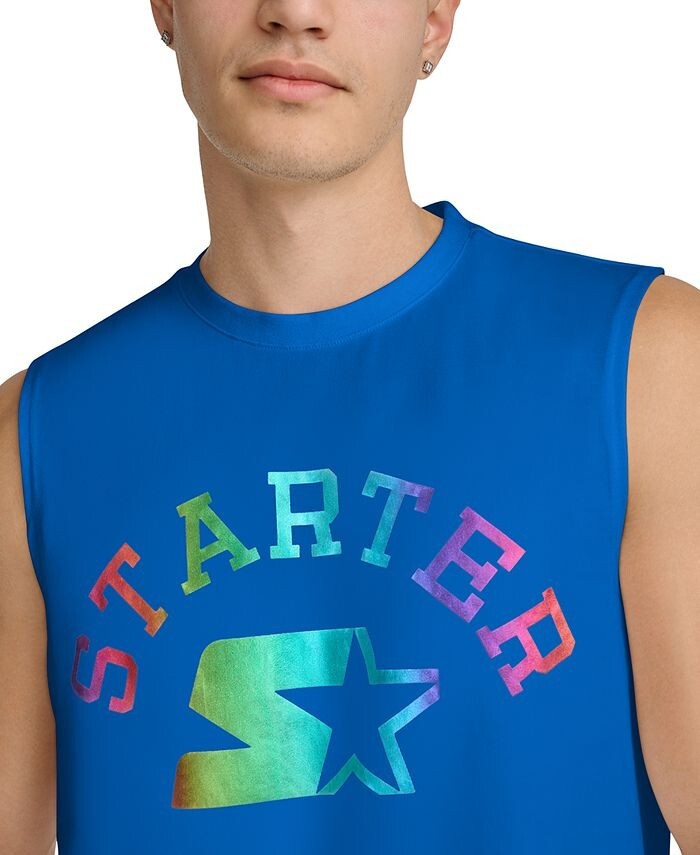 Starter Men's Regular-Fit Logo Graphic Sleeveless Cotton T-Shirt Royal Blue L gallery