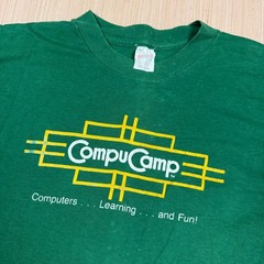 Vintage 80s 90s Computer Tech Compu Camp T Shirt XL geek nerd Cyber Punk