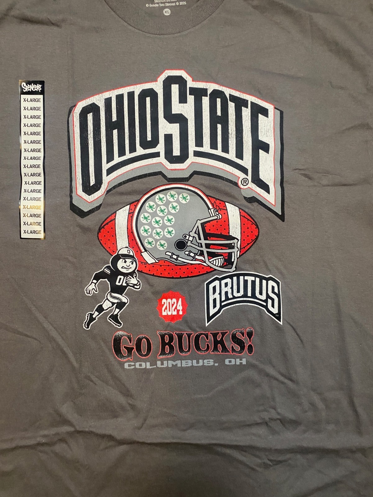 OHIO STATE BUCKEYES "Go Bucks 2024 Brutus" Grey Unisex Tee-NWT gallery