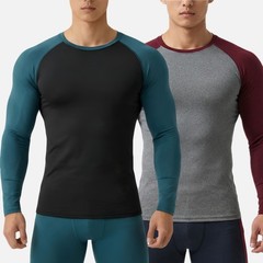 2 Packs Men’s Compression Shirts Long Sleeve Athletic Workout Gym Active Sports