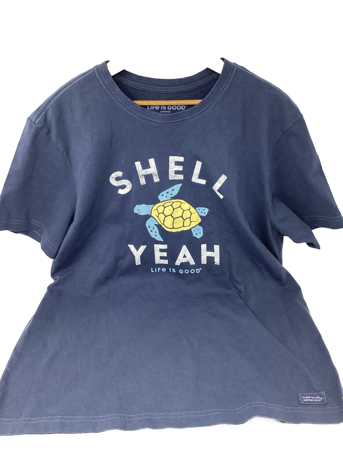 Life Is Good LIG Crusher Cotton Shell Yeah Sea Turtle T-Shirt Tee Blue