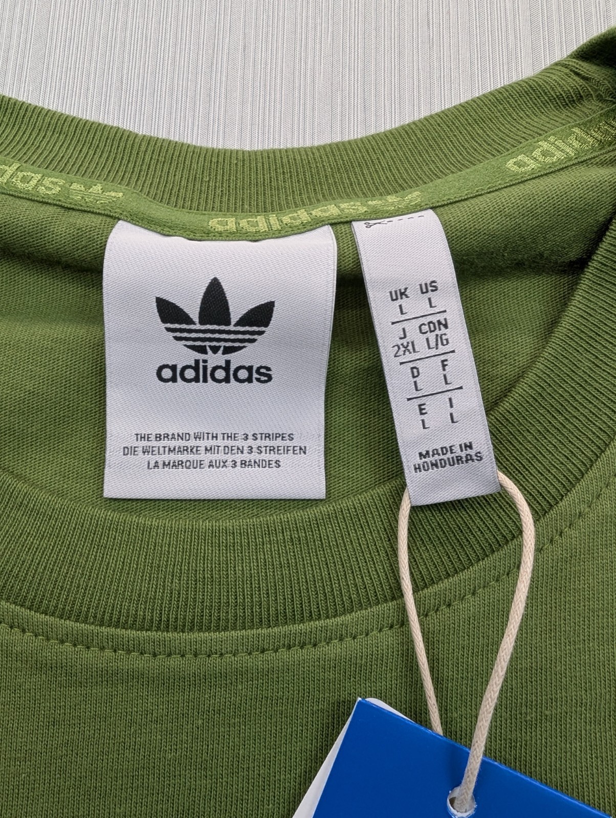 New Adidas Trefoil Essentials Tee Shirt Mens Size Large Tech Olive TShirt gallery