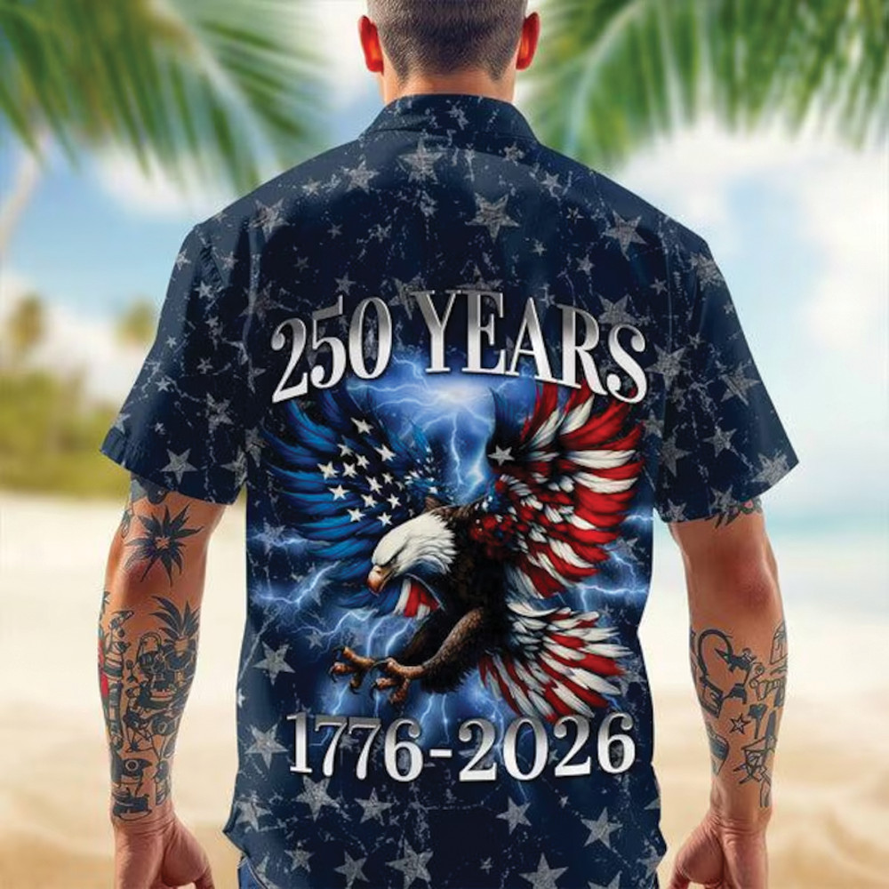 America 250th Anniversary Hawaiian Shirt, 250 Years Of Freedom Button Shirt gallery